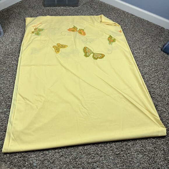 Vtg 60s 70s Hanae Mori 3 Pc Twin Sheet Set Butterfly Yellow MCM Retro Hippie - Picture 5 of 8
